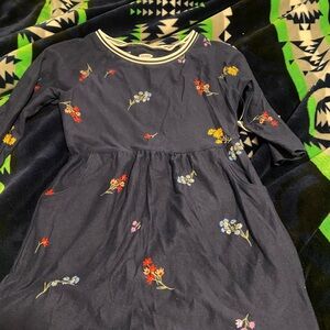 Old Navy Navy Dress with Floral Embroidery